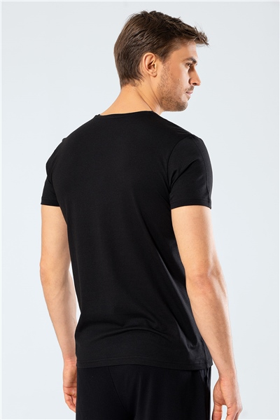 Cacharel 2170 Modal V Yaka Erkek T-Shirt  - Siyah