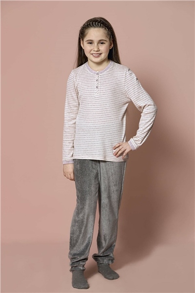 Monamise 19235 Kız Çocuk Sabahlıklı Pijama Takımı-Pembe
