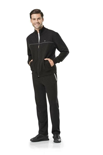 Pierre Cardin  7200 Eşofman+Pijama 4 Parça Damat Çeyiz Seti-Siyah